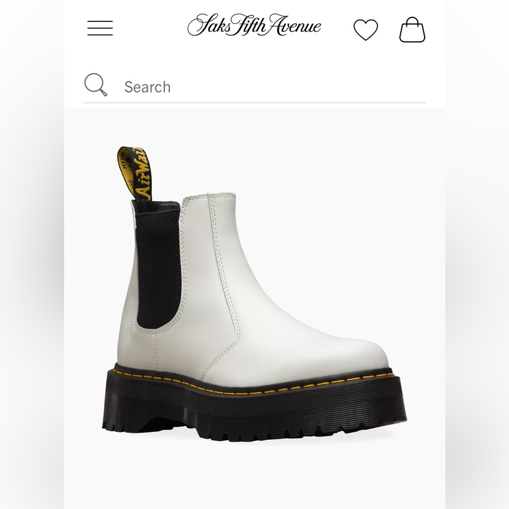 Dr Martens | 2976 SMOOTH LEATHER PLATFORM CHELSEA BOOTS WHITE
